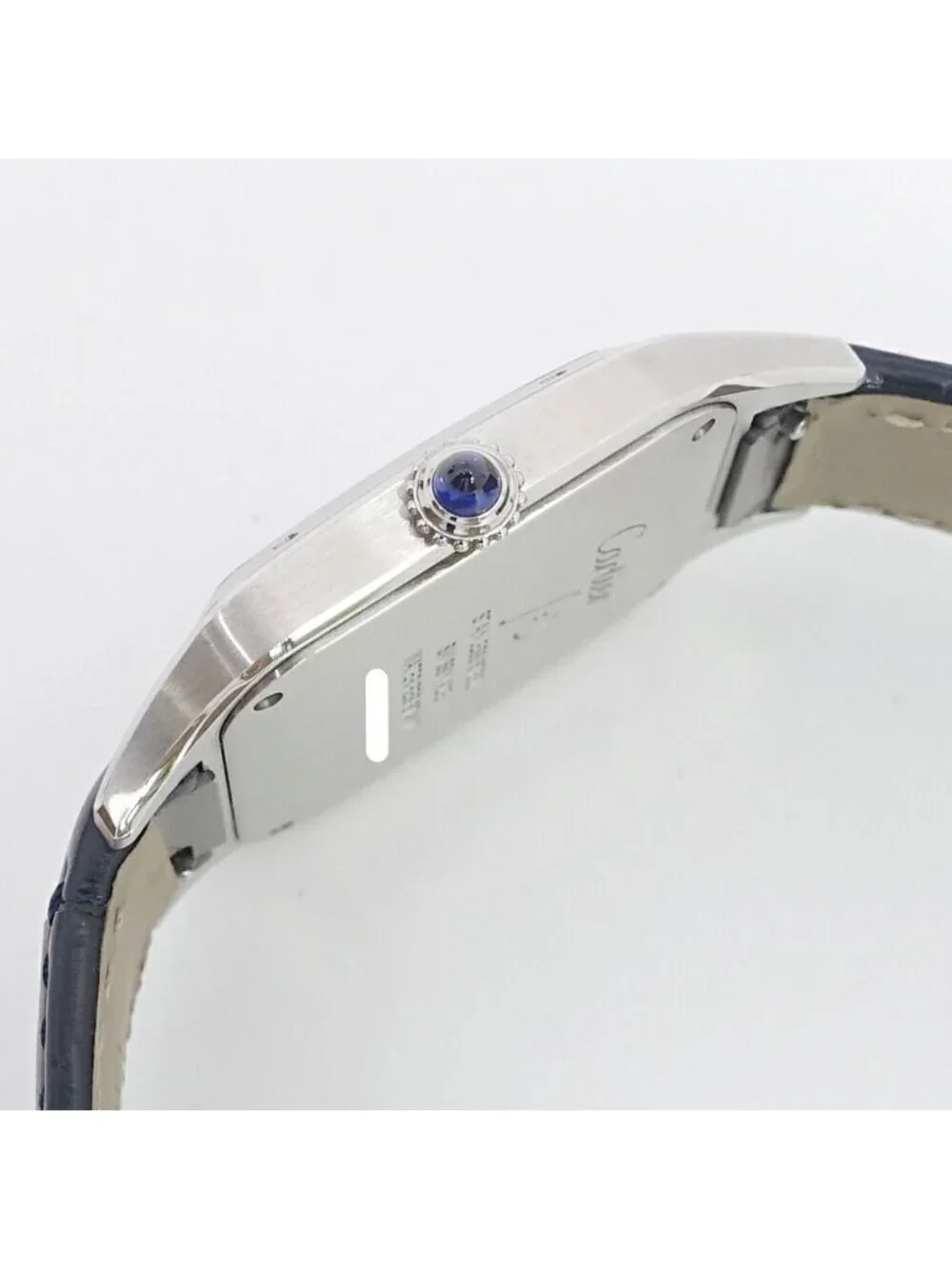 Cartier Santos Dumont LM Watch SS Silver Quartz Leather Box Card